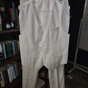 Men's Elegant Cream Suit Vest and Pants